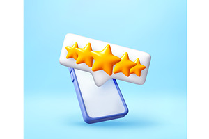3D Smartphone with five golden star, a Technology Illustration by Abscent