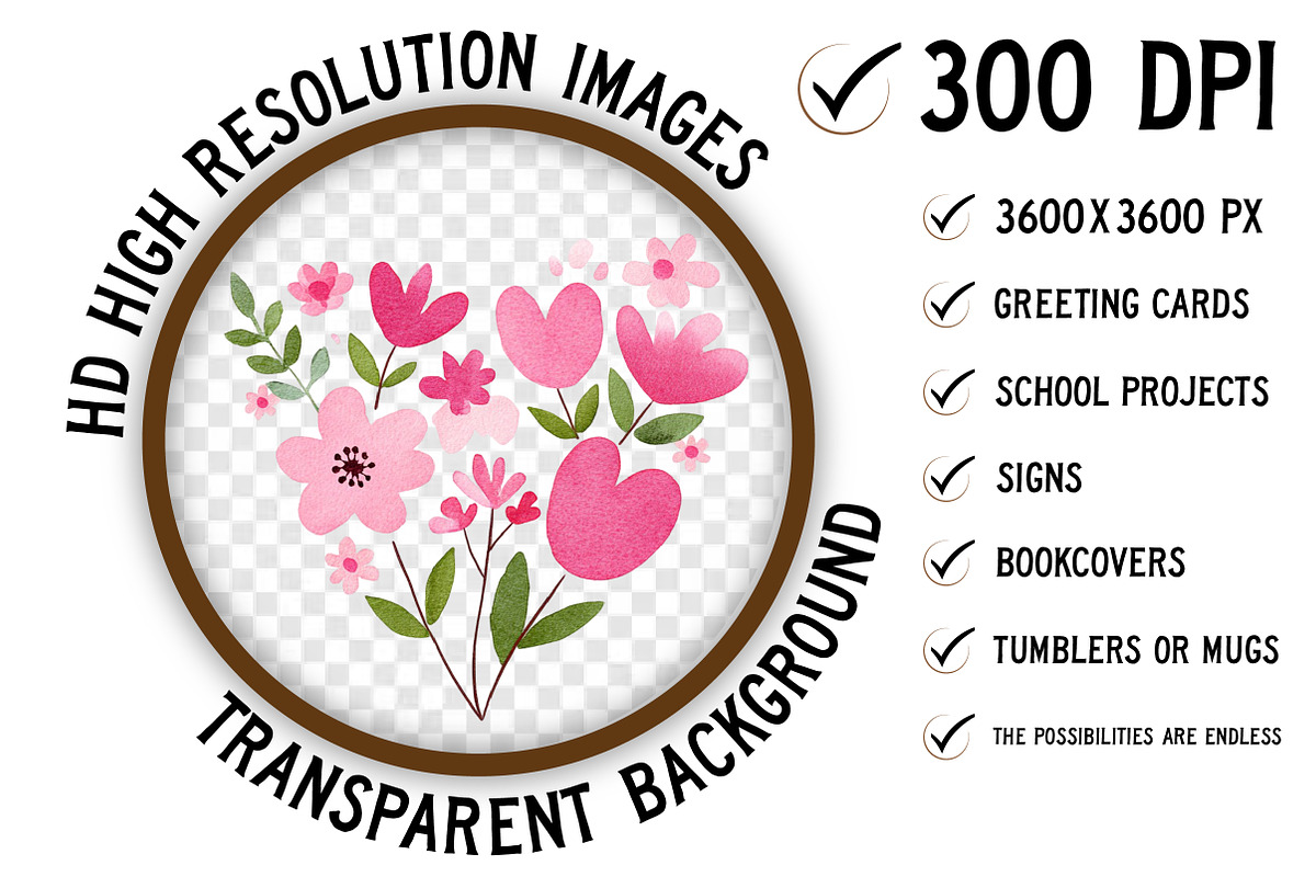 Watercolor Pink Valentines Clipart, an Illustration by Craft Nest (Photo 2 of 4)