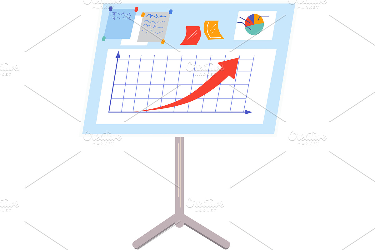 Arrow graph chart on business board, a Finance Illustration by vectorpointstudio