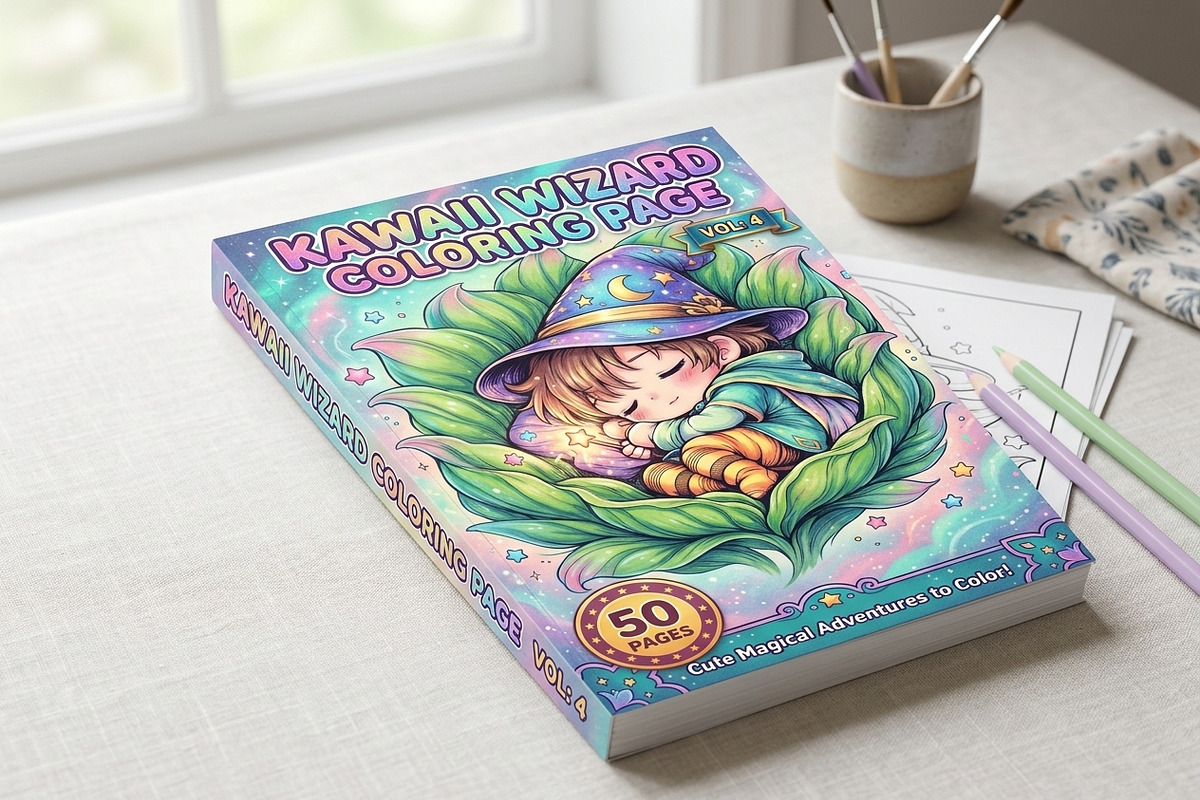 Cute Wizard Coloring Book Page Vol4, a Seasonal Illustration by ikarifq shop (Photo 3 of 5)