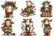 Whimsical Christmas Cow Clipart, an Illustration by Black Bird Studio (Thumbnail 4 of 6)