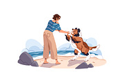 Happy people with cute pets set, an Animal Illustration by PaperTrident (Thumbnail 3 of 9)