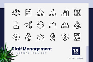 Staff Management Outline Icons, an Outline Icon by Zeer Graphic