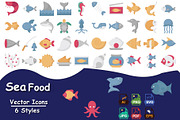 Premium Sea Food Vector Icons, an Outline Icon by Vector Portal (Thumbnail 1 of 6)