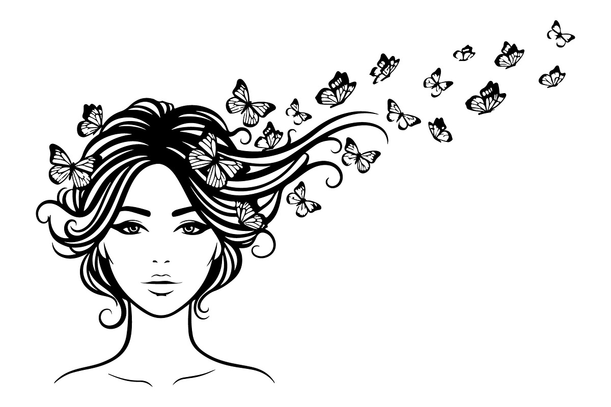 Woman Butterfly Hair Silhouette, an Object Illustration by yasushie (Photo 21 of 31)