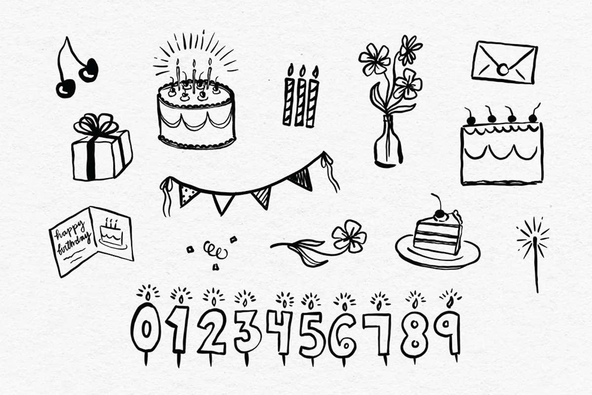Hand Drawn Happy Birthday Clipart, an Illustration by Jordyn Grace Design (Photo 1 of 4)