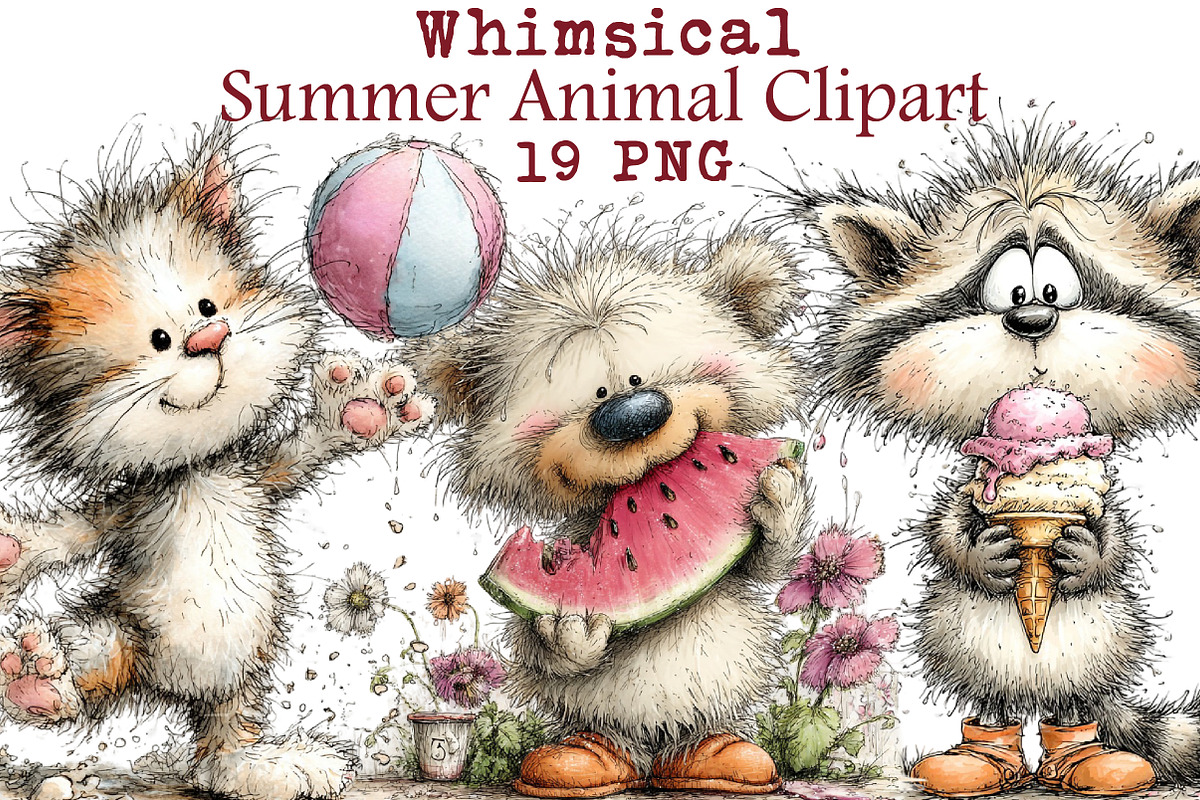 Whimsical Summer Animal Clipart, an Illustration by Libby Wishes (Photo 1 of 6)