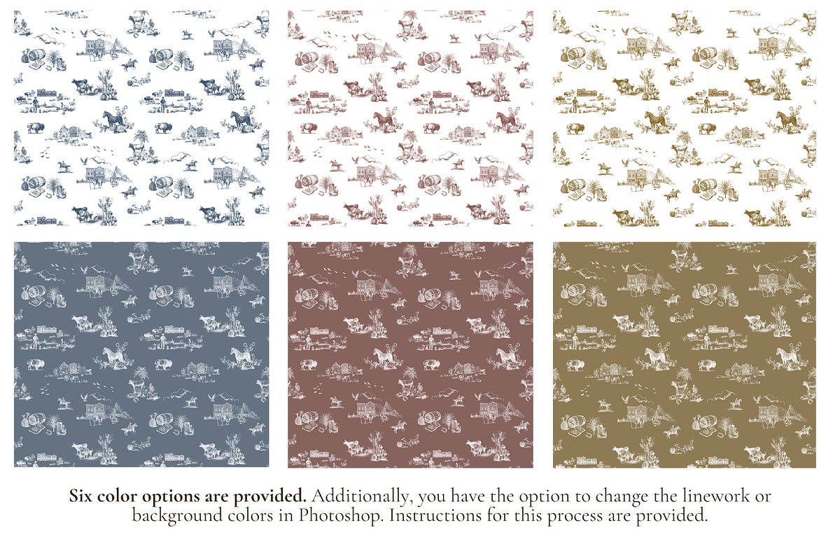 Western Toile de Jouy Pattern, a Background Graphic by Hughes Studio (Photo 2 of 8)