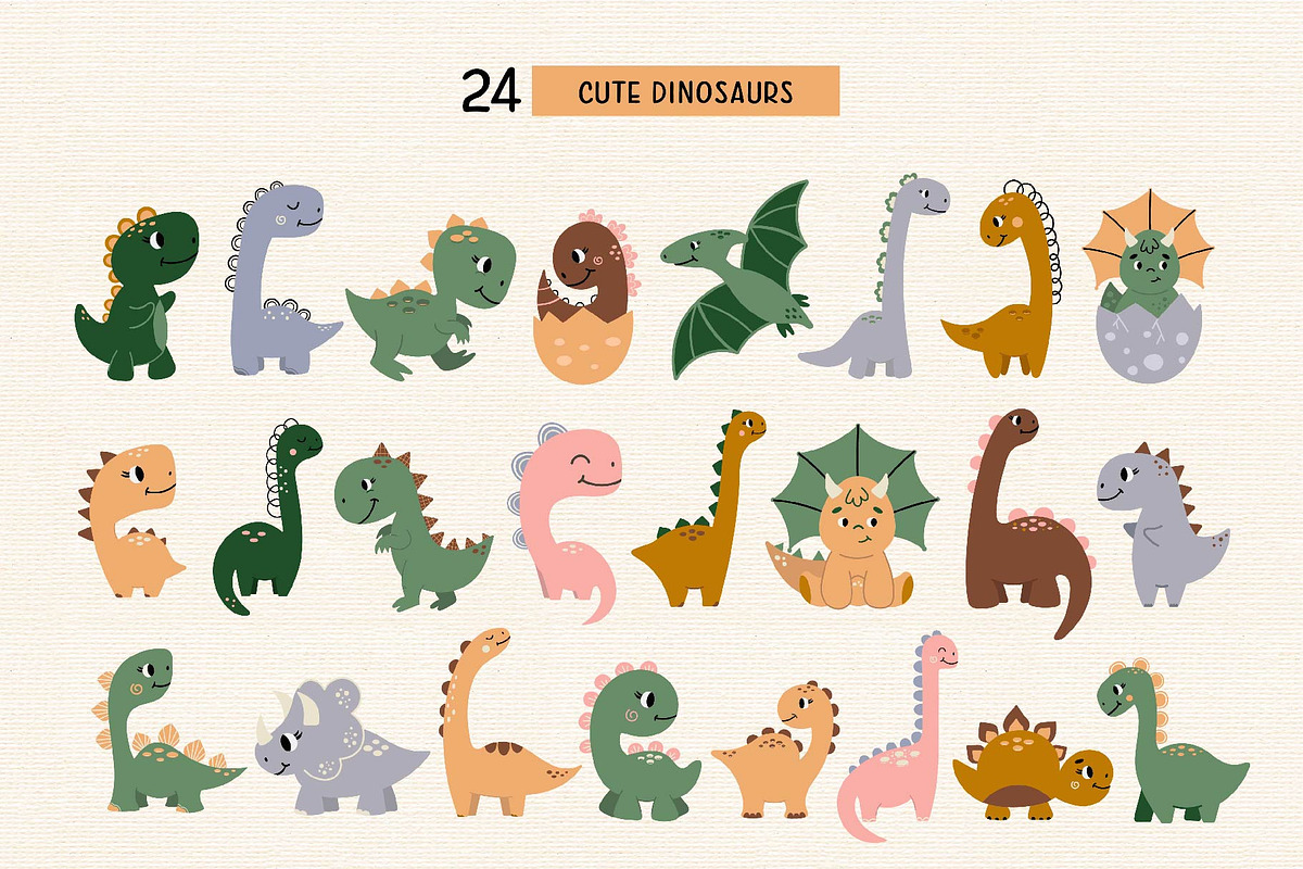 Baby Dino set. Graphic & Pattern, an Animal Illustration by EltaMaxArt (Photo 9 of 14)