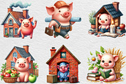 Three Little Pigs Clipart, an Illustration by Black Bird Studio (Thumbnail 6 of 6)