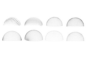 Dotted 3d hemisphere. Dome wireframe, a Technology Illustration by winwin.art