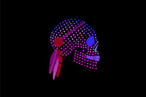 Purple Skull Icon With Dots, Ornamen