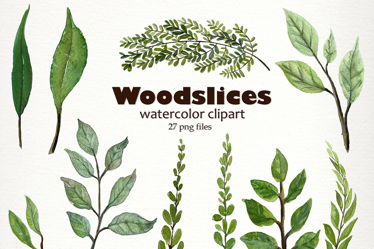 Watercolor Woodslices Clipart- Handp, an Illustration by SandraGraphicDesign (Photo 3 of 7)