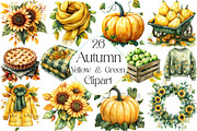 Yellow & Green Autumn Clipart, an Illustration by DreamPrint404 (Thumbnail 1 of 6)