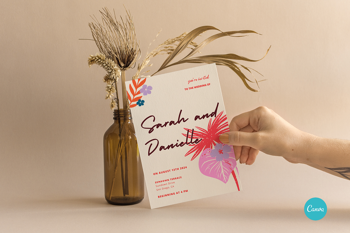 Tropical Wedding Invitation CANVA, an Invitation Template by StudioVonBraitenberg (Photo 5 of 9)