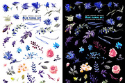 Blue floral watercolor set, a Decorative Illustration by Tamaretto (Thumbnail 6 of 9)