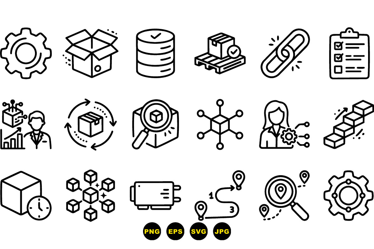 Logistics Supply Chain Icons Set, an Illustration by designvectx (Photo 3 of 3)