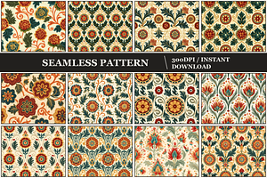 Emberloom Damask Seamless Patterns, a Pattern Graphic by Inknfolly