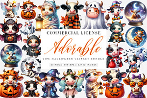 Adorable Cow Halloween PNG, an Illustration by SinaCreation