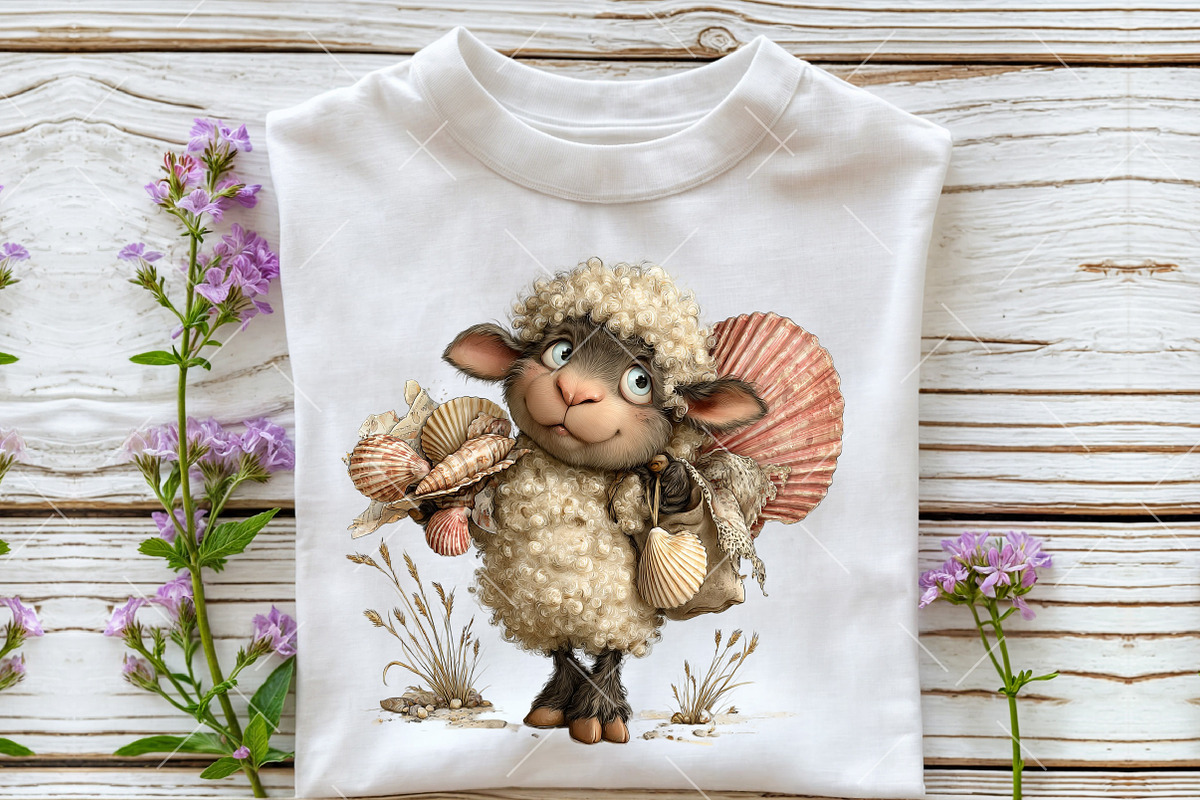 Whimsical Summer Sheep Clipart, an Illustration by OK Design (Photo 6 of 6)