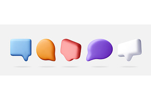Set of 3D speech bubbles for chat