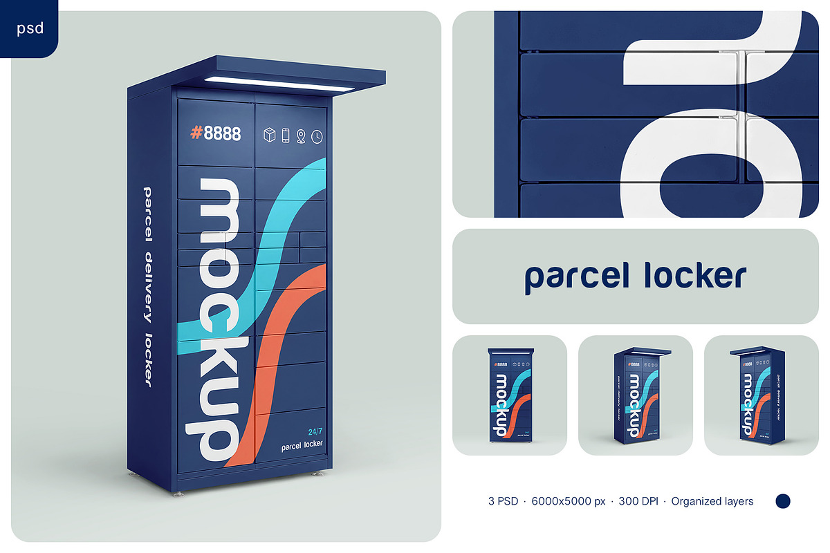 Parcel Delivery Locker Mockup Set, an Advertising Mockup by Country4k (Photo 1 of 4)