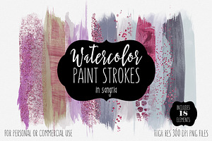 Watercolor Brush Strokes in Sangria, a Texture Graphic by ClipartBrat Graphics