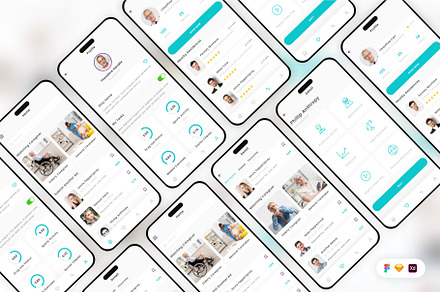 Caregiver Mobile App UI Kit, an UI Kit Template by Betush