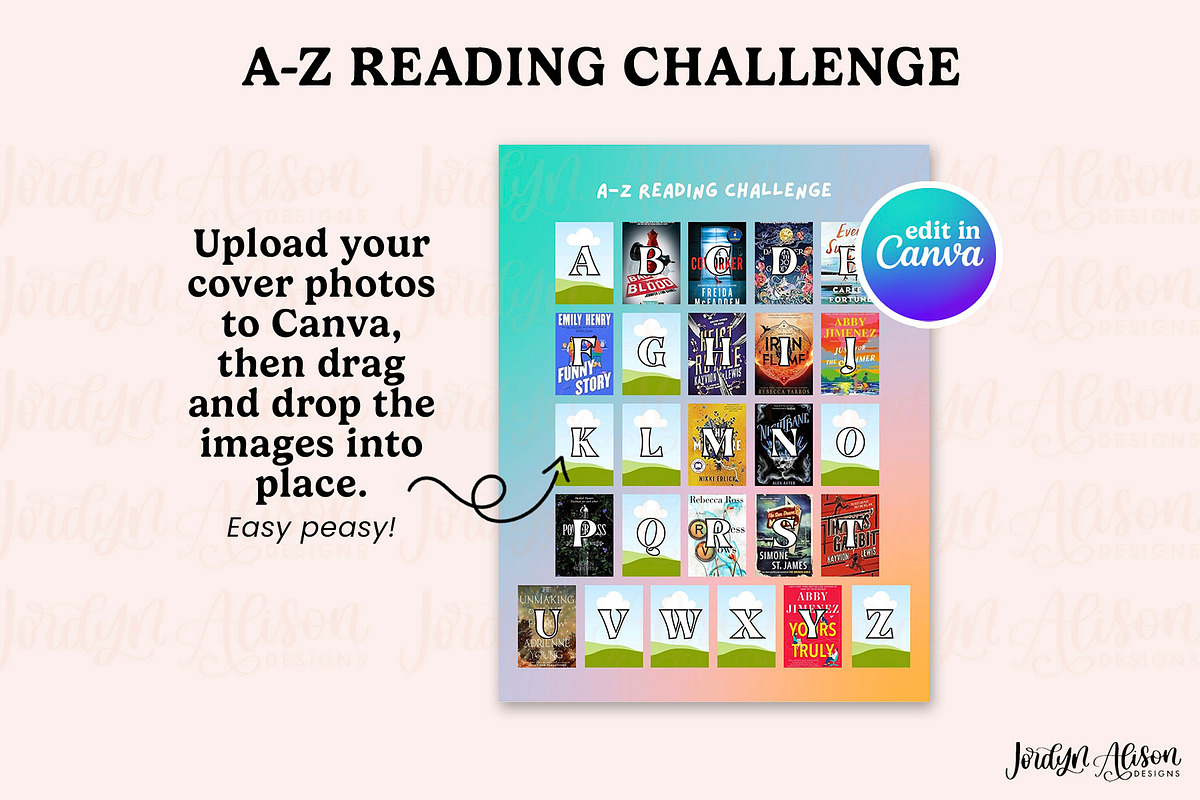 A-Z Reading Challenge Canva Template, a Design Template by Jordyn Alison Designs (Photo 2 of 3)