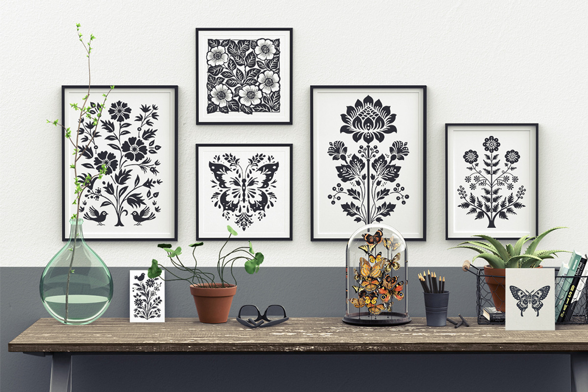 100 Folk Art vector linocut prints, an Object Graphic by DariSmartArt (Photo 4 of 16)