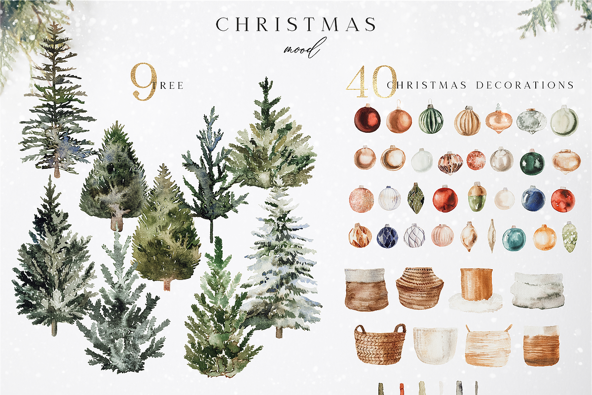 Christmas mood - watercolor set, a Seasonal Illustration by Youksy (Photo 9 of 20)