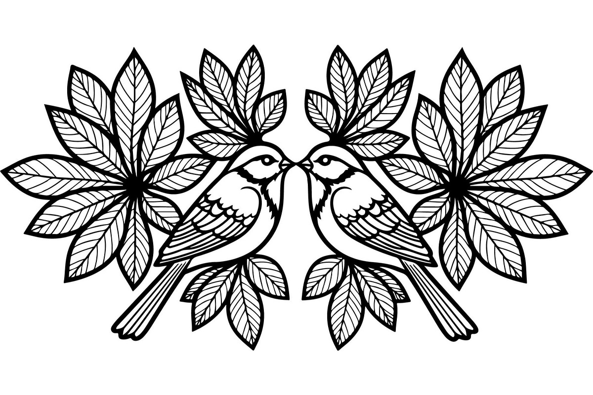Birds on Branch Vector Collection, a Decorative Illustration by Designer_Momina (Photo 21 of 21)