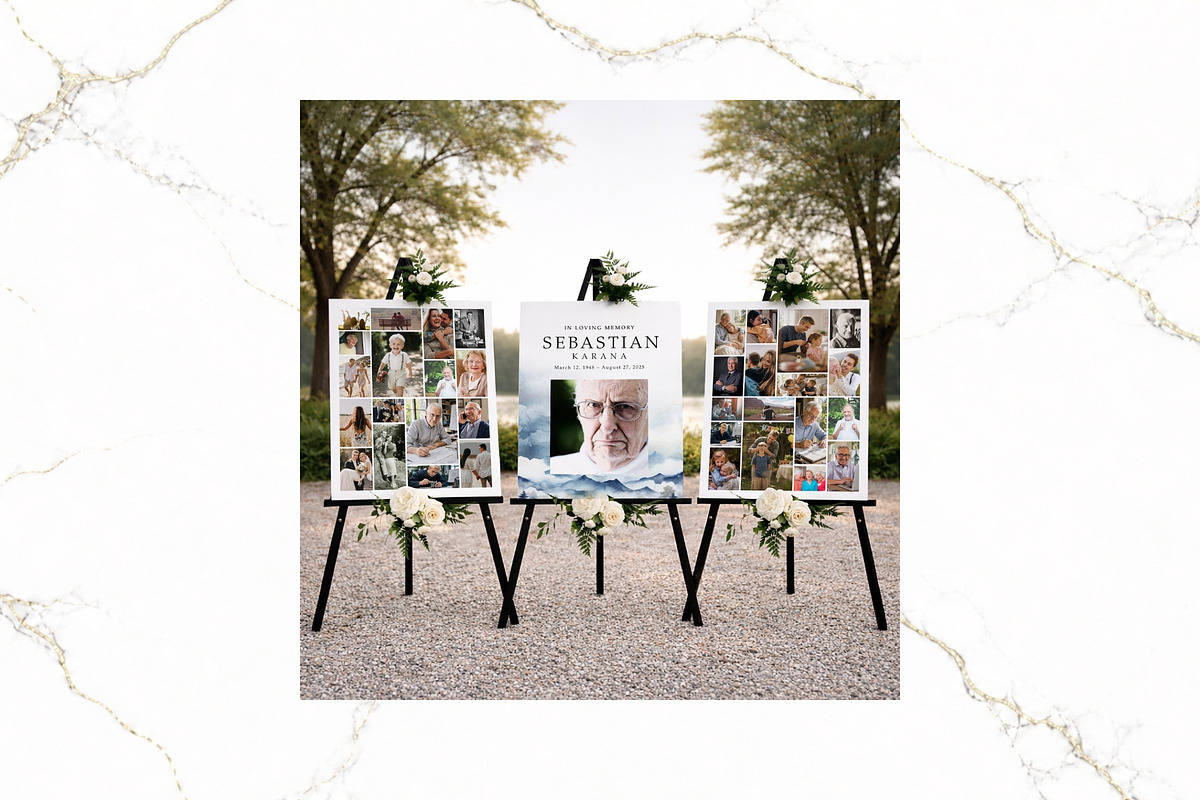 3 Panel Funeral Collage Canva FR010, a Poster Template by TyphoonStudio (Photo 6 of 9)