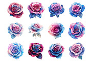 Magenta and Blue Fantasy Roses, an Illustration by Design Market (Thumbnail 3 of 3)