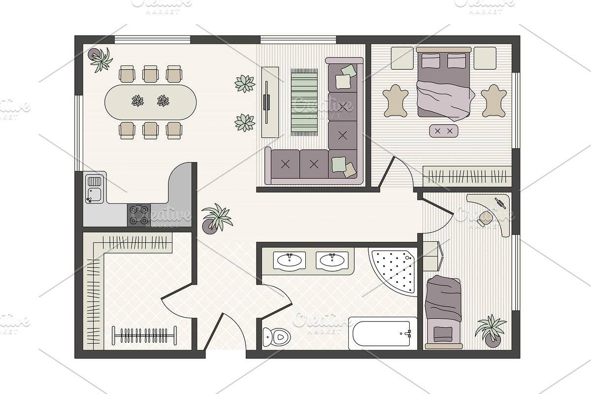 Interior scheme. Top view for modern, a Background Graphic by Onyx