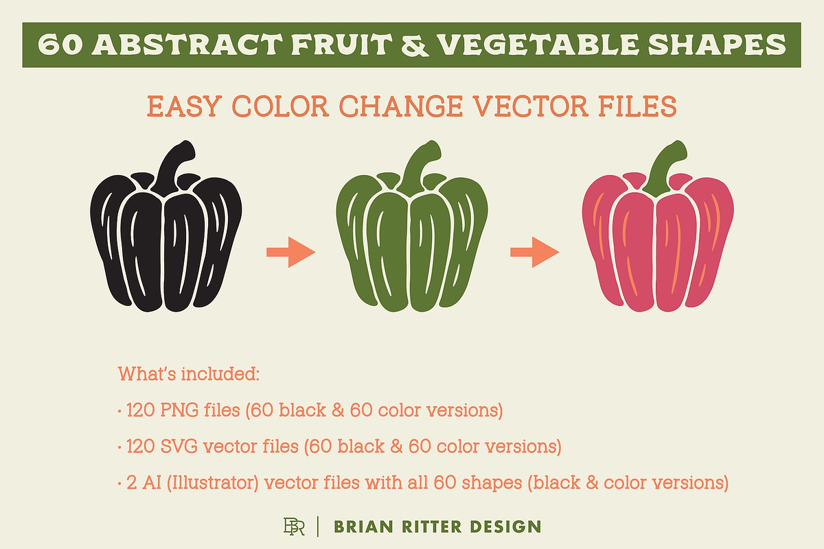 Abstract Fruit & Vegetable Shapes, an Object Graphic by Brian Ritter Design (Photo 2 of 5)