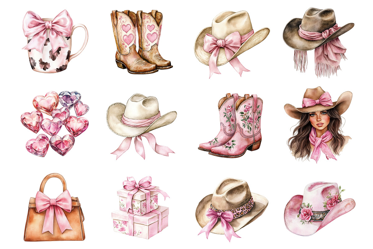 Watercolor Western Clipart, a Seasonal Illustration by CitraGraphics (Photo 2 of 4)