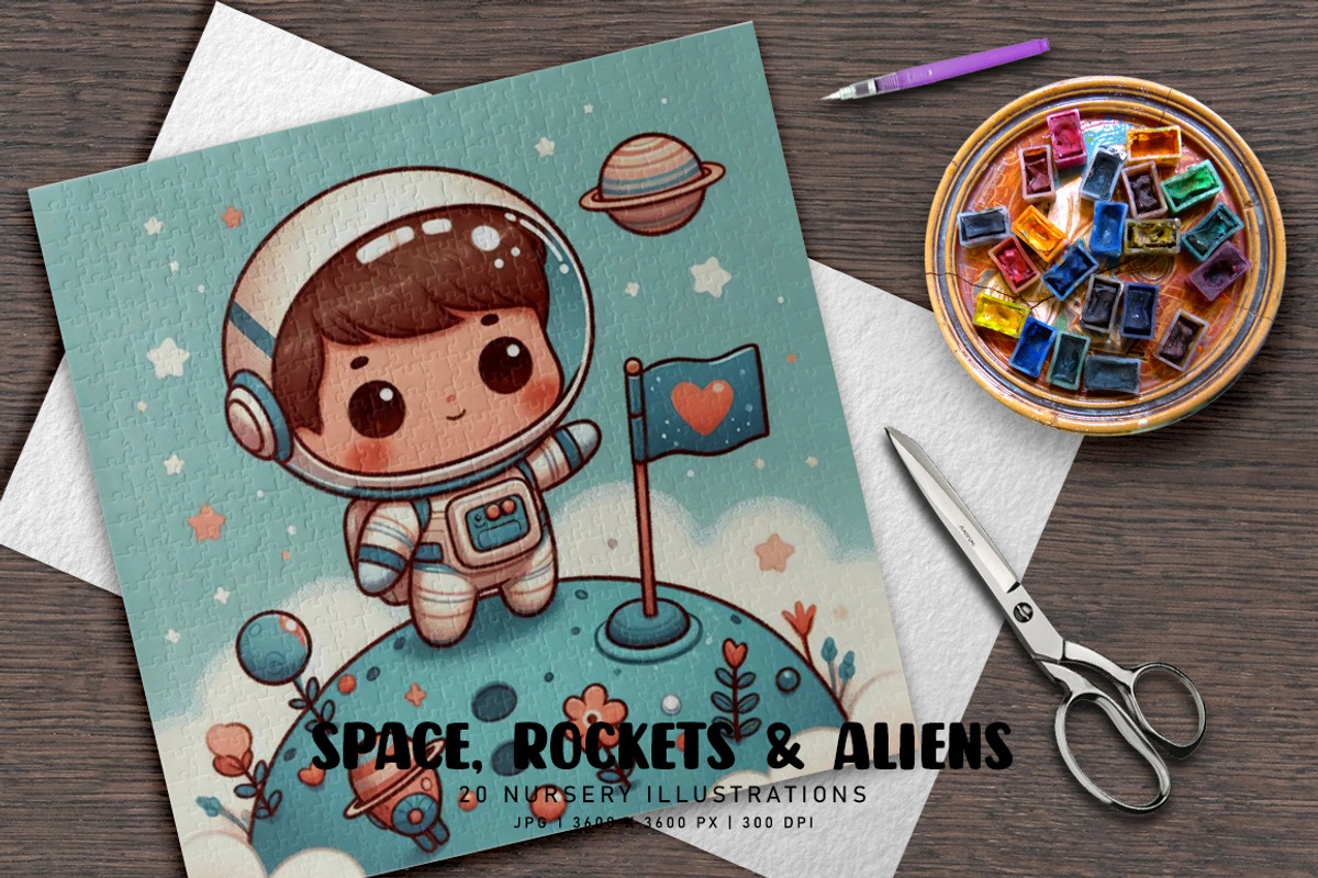 Space, Rockets and Aliens, a Decorative Illustration by Digital Art Creations (Photo 7 of 7)