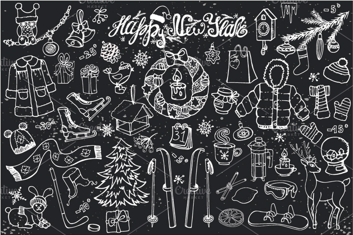 New year season.Doodle elements, an Illustration by Tatianakost49 (Photo 2 of 2)
