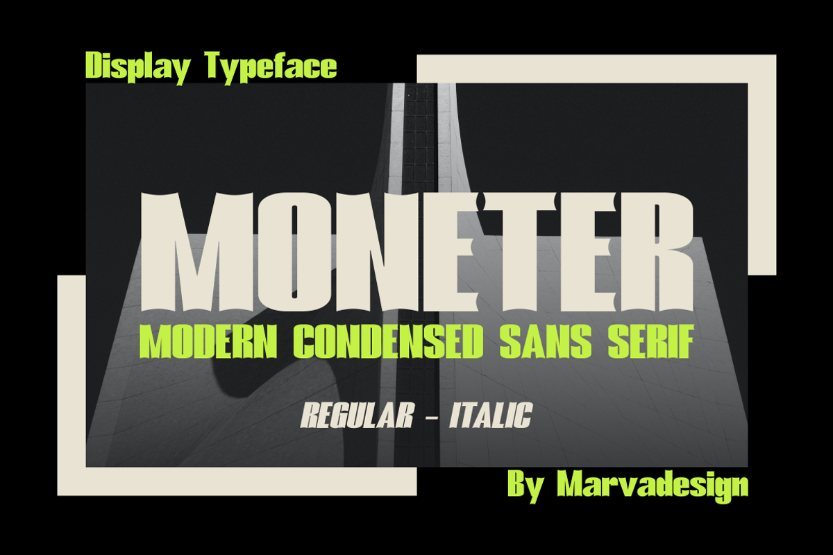 Moneter - A Modern Condensed Font, a Sans Serif Font by Marvadesign (Photo 1 of 5)