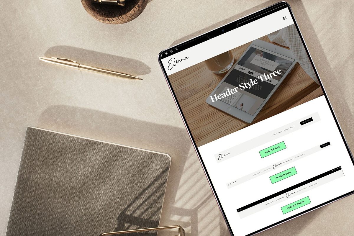 Divi Theme Header Template Bundle, a WordPress Template by Sarah Worboyes Designs (Photo 1 of 7)