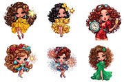 New Year Cute Girl Clipart, an Illustration by CreationArt (Thumbnail 7 of 7)