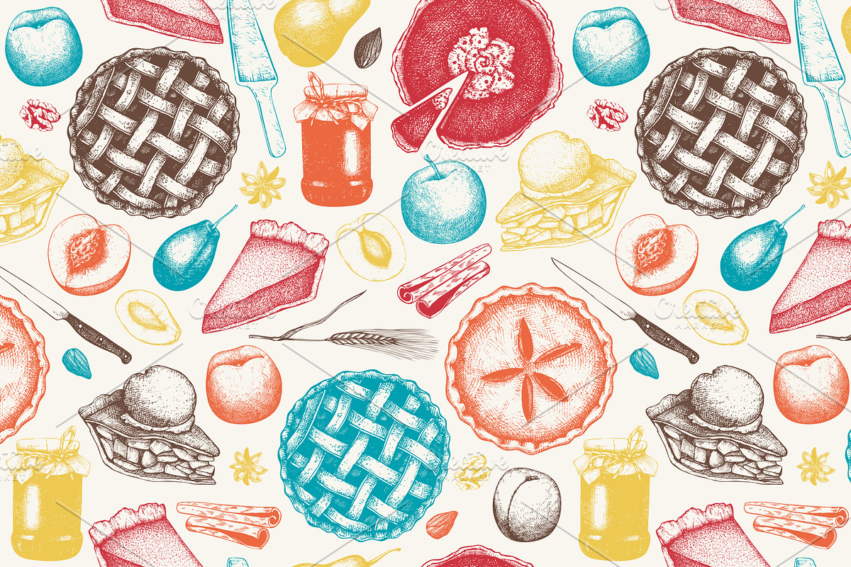 Fruit Cake & Berry Pie Collection, a Food Illustration by Yevheniia (Photo 8 of 8)