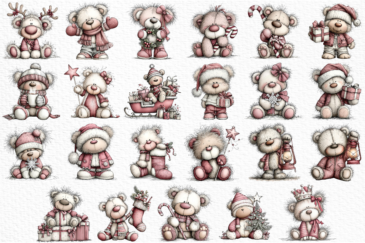 Whimsical Christmas Teddy Clipart, an Illustration by Craft Nest (Photo 5 of 6)