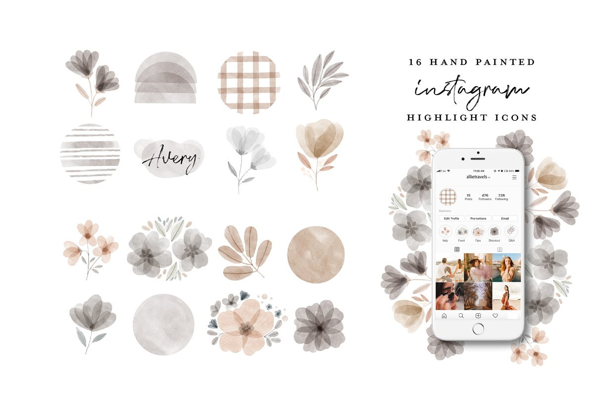 64 instagram highlight icon bundle, a Work Illustration by beatriceviyiwi (Photo 6 of 8)