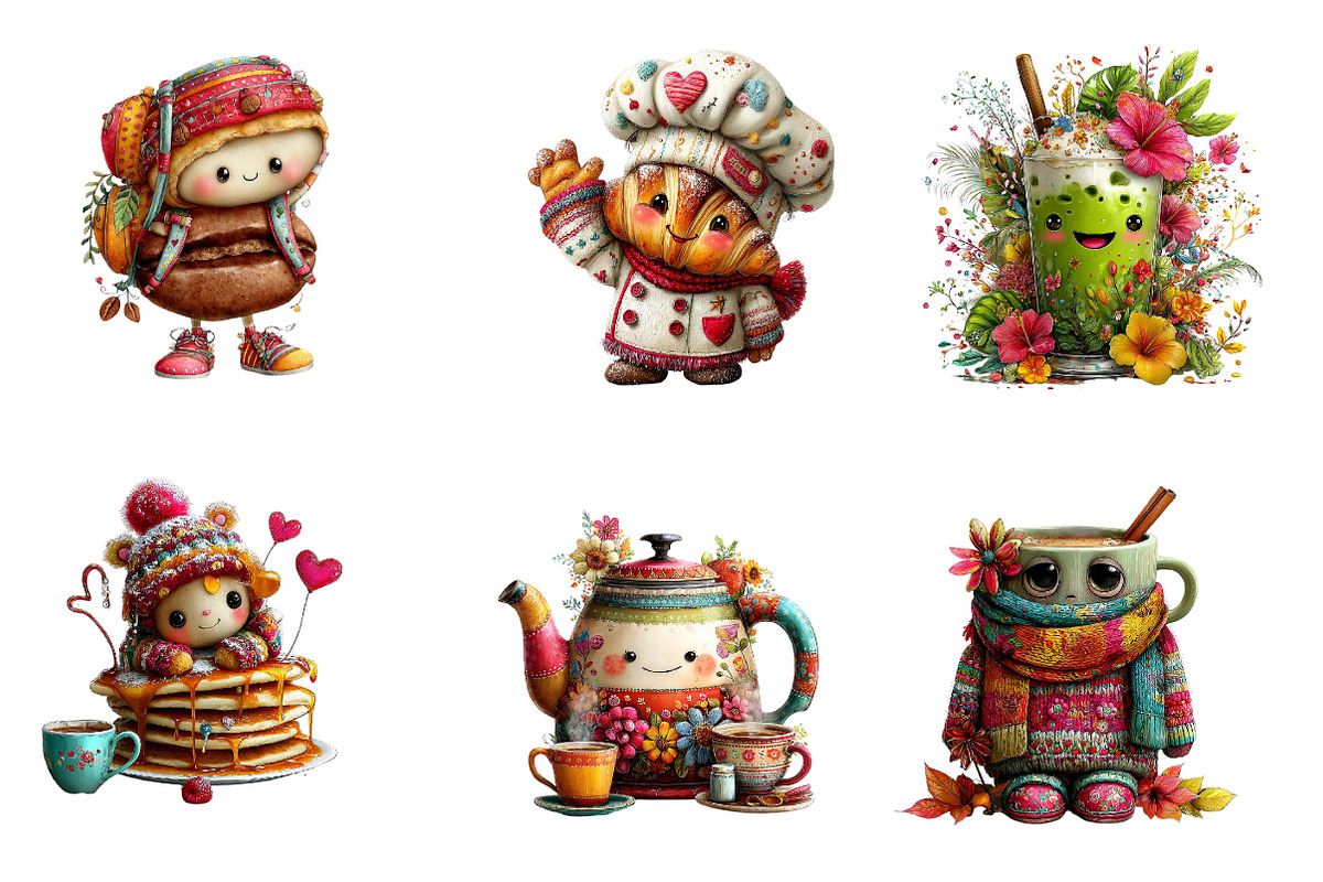 Coffee Time Character Clipart Bundle, a Seasonal Illustration by CreationArt (Photo 3 of 5)