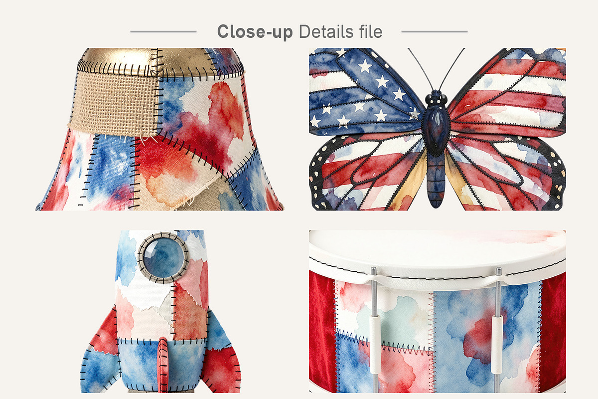 Patriotic Patchwork Sublimation, a Seasonal Illustration by Artnoy (Photo 4 of 18)
