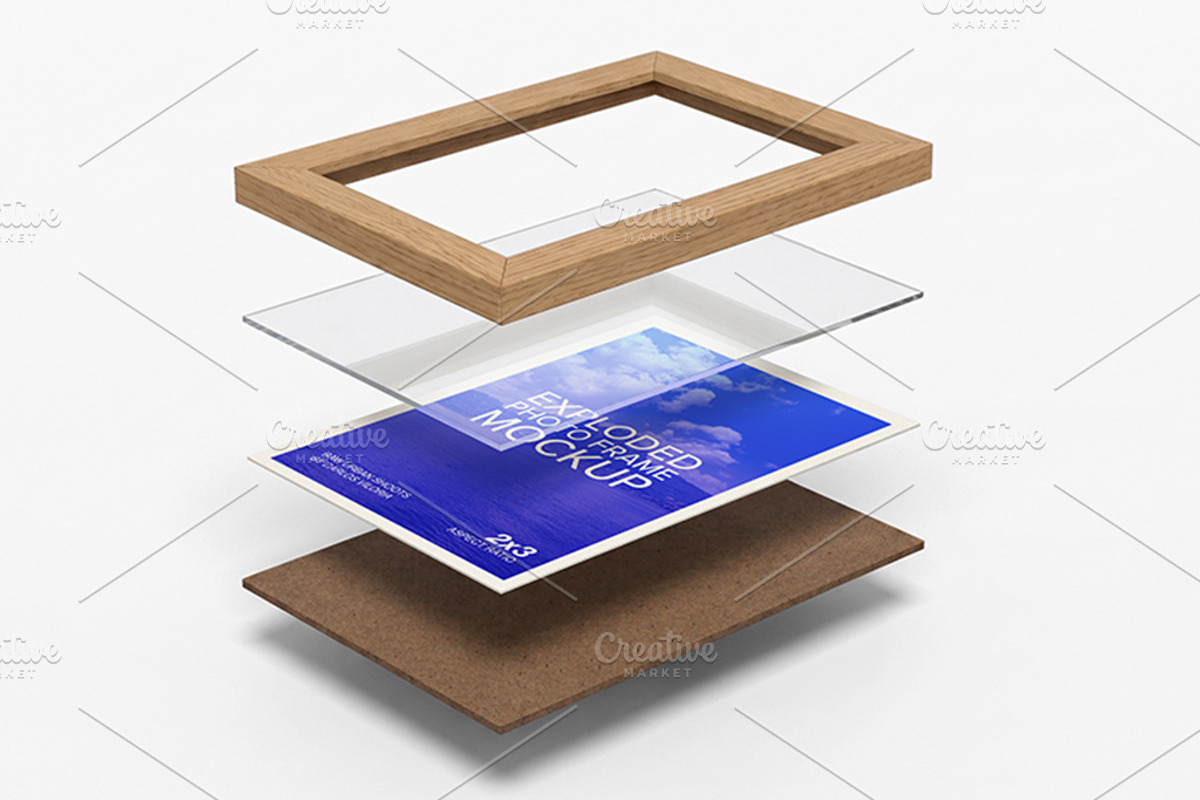 Photo Frame Mockup Exploded View, an Advertising Mockup by Mockups by Carlos Viloria (Photo 2 of 6)