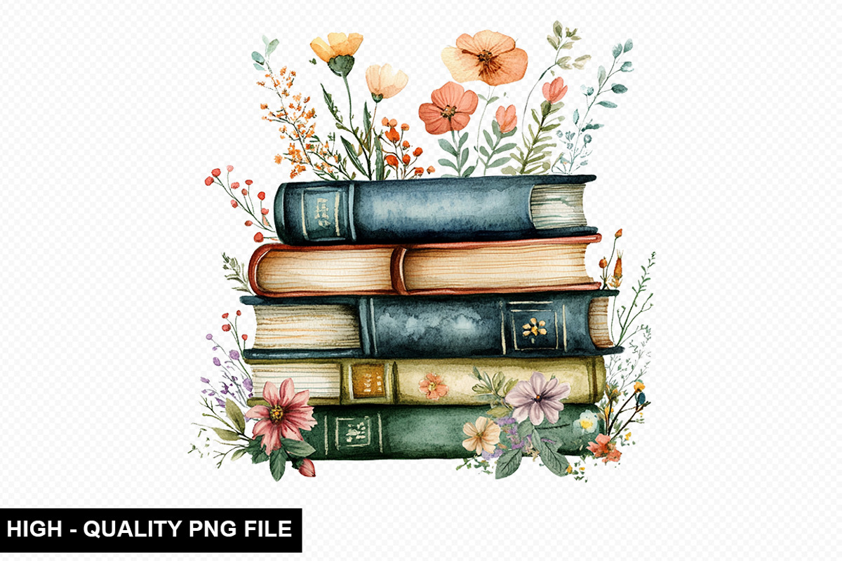 Watercolor Floral Book Clipart, an Illustration by crative8112 (Photo 6 of 10)