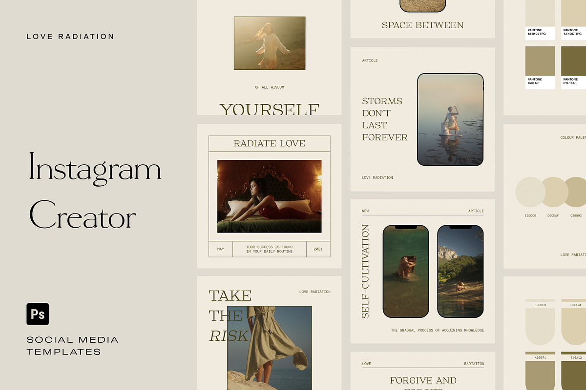 Instagram Creator Social Templates, a Social Media Template by Love Radiation Studio (Photo 1 of 16)